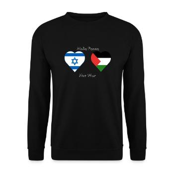 PeaceNotWarIsrlPal - Unisex Pullover - Schwarz - Vorne - Alina (178cm) & Michal (187cm)