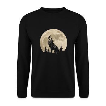 Wolf Moon Forest - Unisex Sweatshirt - black - Front - Alina (178cm) & Michal (187cm)
