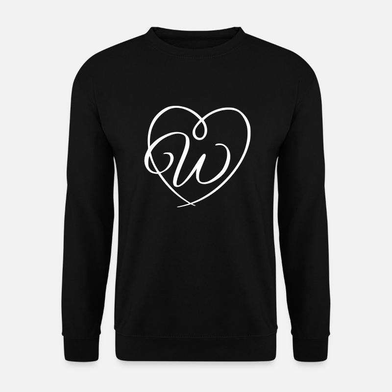 Letter W Calligraphy Heart - Unisex Sweatshirt - black