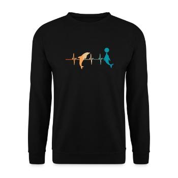 Battement de cœur dauphin - Sweat-shirt Unisexe - noir - Devant - Alina (178cm) & Michal (187cm)