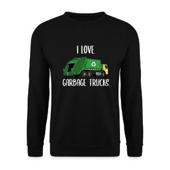 Müllwagen Liebe Müllabfuhr Kind Junge I Geschenk - Unisex Pullover - Schwarz - Vorne - Alina (178cm) & Michal (187cm)