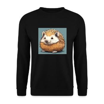 Niedlicher Igel - Unisex Pullover - Schwarz - Vorne - Alina (178cm) & Michal (187cm)