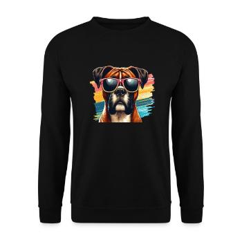 Niedliche Boxer-Hund-Kunst - Unisex Pullover - Schwarz - Vorne - Alina (178cm) & Michal (187cm)