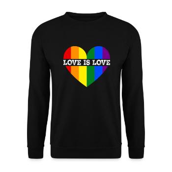 Gay Lesbian Pride Rainbow Heart LGBT Love Is Love - Unisex Sweatshirt - black - Front - Alina (178cm) & Michal (187cm)