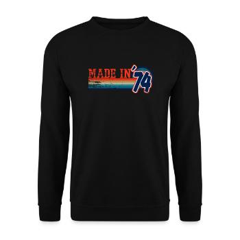 Made in 1974 - Fünfzig Jahre Geburtstagsgeschenk - Unisex Pullover - Schwarz - Vorne - Alina (178cm) & Michal (187cm)
