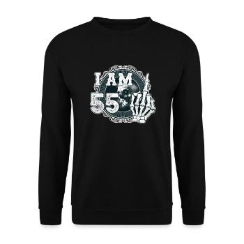 I'm 55 plus 1 middle finger Skull funny 56th - Unisex Sweatshirt - black - Front - Alina (178cm) & Michal (187cm)