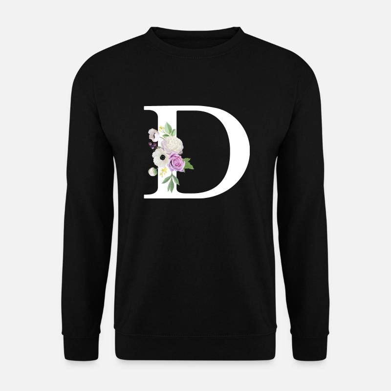 Lila Blumenbuchstabe D - Unisex Pullover - Schwarz