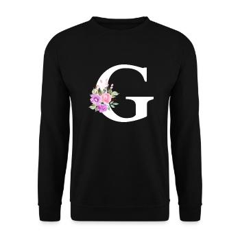 Lettre g floral violet - Sweat-shirt Unisexe - noir - Devant - Alina (178cm) & Michal (187cm)