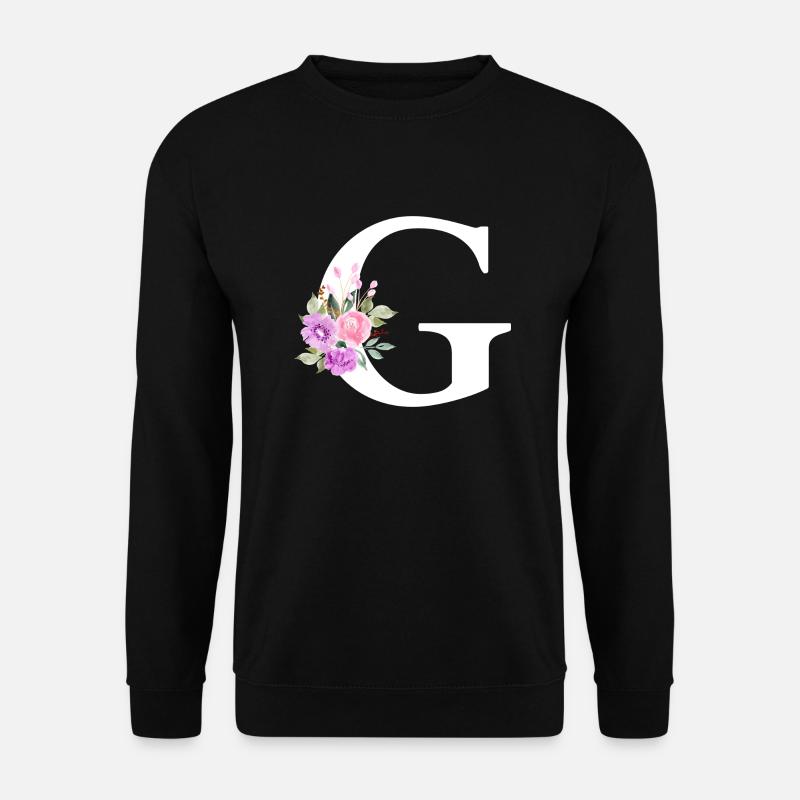 Lila Blumenbuchstabe g - Unisex Pullover - Schwarz