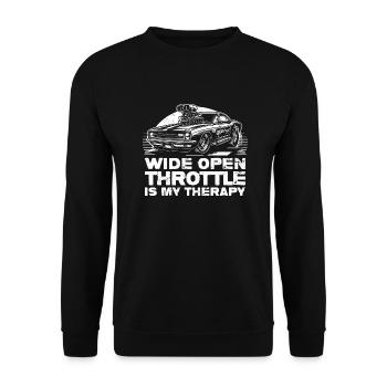 Wide Open Throttle - Therapy for Motorsport Fans - Unisex Sweatshirt - black - Front - Alina (178cm) & Michal (187cm)