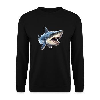 Hai gefrässig - Unisex Pullover - Schwarz - Vorne - Alina (178cm) & Michal (187cm)