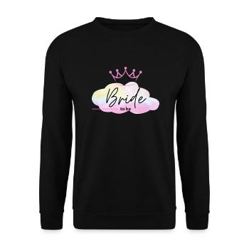 Bride to be - Regenbogen Wolke mit Krone - Unisex Pullover - Schwarz - Vorne - Alina (178cm) & Michal (187cm)