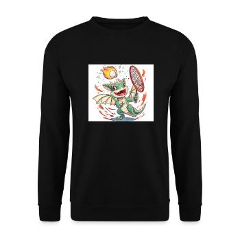 Badminton Drache - Unisex Pullover - Schwarz - Vorne - Alina (178cm) & Michal (187cm)