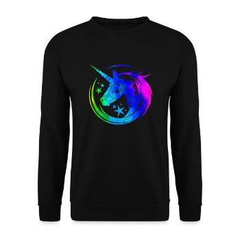 Einhorn süße Regenbogen lustige Einhörner magische Fantasie - Unisex Pullover - Schwarz - Vorne - Alina (178cm) & Michal (187cm)