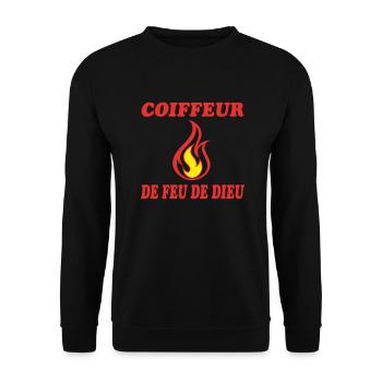 FRISEUR DES FEUERS GOTTES - Unisex Pullover - Schwarz - Vorne - Alina (178cm) & Michal (187cm)