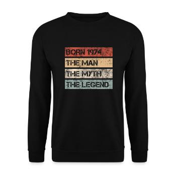 Man Myth Legend 1974 50th Birthday Gift - Unisex Sweatshirt - black - Front - Alina (178cm) & Michal (187cm)