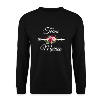 Team The Bride Arrow Flower Bouquet - Unisex Sweatshirt - black - Front - Alina (178cm) & Michal (187cm)