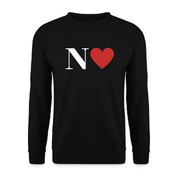 Buchstabe n rotes Herz - Unisex Pullover - Schwarz - Vorne - Alina (178cm) & Michal (187cm)