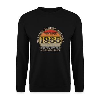 Né en 1988 - Vintage 1988 Anniversaire Rétro - Sweat-shirt Unisexe - noir - Devant - Alina (178cm) & Michal (187cm)