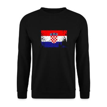 Croatia Grunge Flag Kroatien Flagge - Unisex Sweatshirt - black - Front - Alina (178cm) & Michal (187cm)