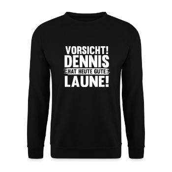 Vorname Dennis - Unisex Pullover - Schwarz - Vorne - Alina (178cm) & Michal (187cm)