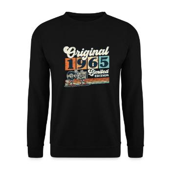 60. Geburtstag 60 Jahre Jahrgang 1965 Mann Frau - Unisex Pullover - Schwarz - Vorne - Alina (178cm) & Michal (187cm)