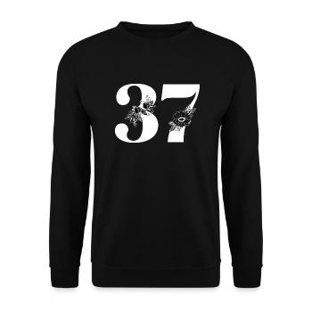 Number 37 Black Floral - 37th Floral Birthday - Unisex Sweatshirt - black - Front - Alina (178cm) & Michal (187cm)