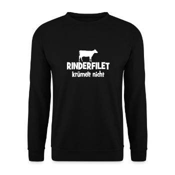 Rinderfilet krümelt nicht- Grillen - Fleisch - Unisex Pullover - Schwarz - Vorne - Alina (178cm) & Michal (187cm)