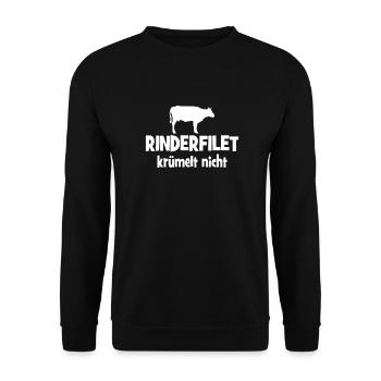 Rinderfilet krümelt nicht- Grillen - Fleisch - Unisex Pullover - Schwarz - Vorne - Alina (178cm) & Michal (187cm)