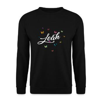 LEAH - Nom de fille avec des papillons colorés - Sweat-shirt Unisexe - noir - Devant - Alina (178cm) & Michal (187cm)