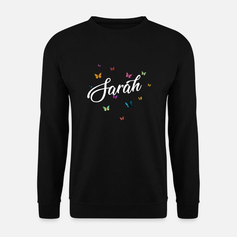 SARAH - Mädchen Name mit bunten Schmetterlingen - Unisex Pullover - Schwarz
