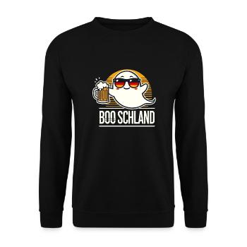 Geist Boo Deutschland Halloween - Unisex Pullover - Schwarz - Vorne - Alina (178cm) & Michal (187cm)