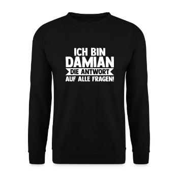 Prénom Damian - Sweat-shirt Unisexe - noir - Devant - Alina (178cm) & Michal (187cm)