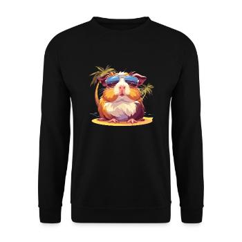 Niedliches Meerschweinchen Chilt mit Sonnenbrille - Unisex Pullover - Schwarz - Vorne - Alina (178cm) & Michal (187cm)