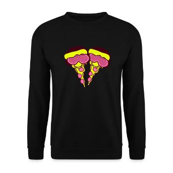 2 Pizza Slice Salami DJ Face Drôle Musique de fête - Sweat-shirt Unisexe - noir - Devant - Alina (178cm) & Michal (187cm)