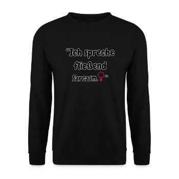 « Je parle sarcasme » - Sweat-shirt Unisexe - noir - Devant - Alina (178cm) & Michal (187cm)