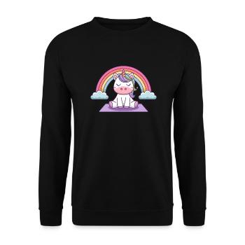 licorne de yoga - Sweat-shirt Unisexe - noir - Devant - Alina (178cm) & Michal (187cm)