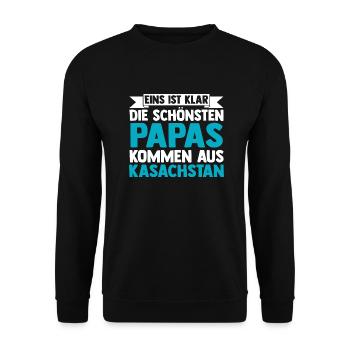 Kasachen Papa Vater Vatertag Kasachstan - Unisex Pullover - Schwarz - Vorne - Alina (178cm) & Michal (187cm)
