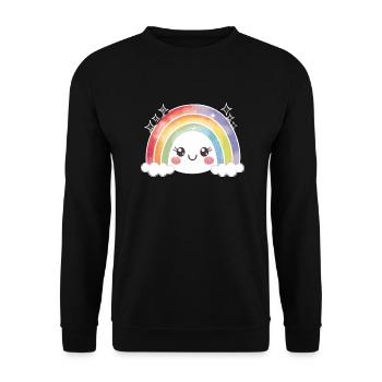 Kawaii Cute Rainbow - Unisex Sweatshirt - black - Front - Alina (178cm) & Michal (187cm)