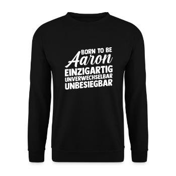 First name Aaron - Unisex Sweatshirt - black - Front - Alina (178cm) & Michal (187cm)