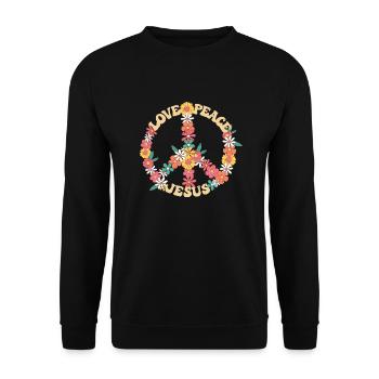 Love peace jesus christian hippie jesus christ - Unisex Sweatshirt - black - Front - Alina (178cm) & Michal (187cm)