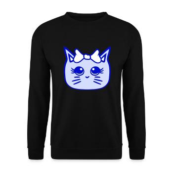 Süße Mädchen Katze Hübsche Schleife Frau Weiblich - Unisex Pullover - Schwarz - Vorne - Alina (178cm) & Michal (187cm)