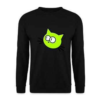 Neugierige Katze Guckt Lustig Ulkig Albern Komisch - Unisex Pullover - Schwarz - Vorne - Alina (178cm) & Michal (187cm)
