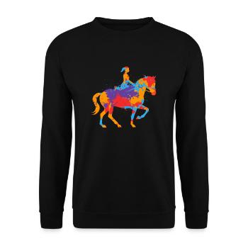 équitation coloré cavalier fille chevaux - Sweat-shirt Unisexe - noir - Devant - Alina (178cm) & Michal (187cm)