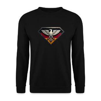 Deutsch - Deutschland Stolzer Deutscher Adler Flag - Unisex Pullover - Schwarz - Vorne - Alina (178cm) & Michal (187cm)