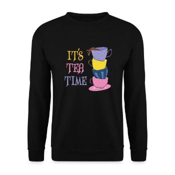 It's Tea Time - Unisex Sweatshirt - black - Front - Alina (178cm) & Michal (187cm)