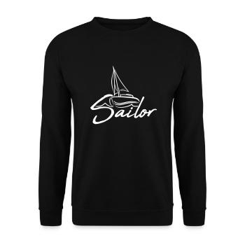 Sailor Text Logo Segel Crew Fun Schiff Boot Symbol - Unisex Pullover - Schwarz - Vorne - Alina (178cm) & Michal (187cm)
