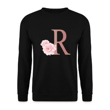 Lettre R avec des fleurs - Sweat-shirt Unisexe - noir - Devant - Alina (178cm) & Michal (187cm)