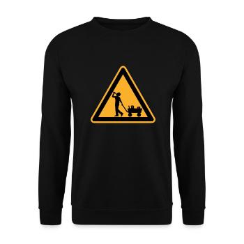 Father's Day warning sign - Unisex Sweatshirt - black - Front - Alina (178cm) & Michal (187cm)