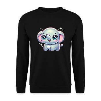 Super Cute Kawaii Baby Elefant - Unisex Pullover - Schwarz - Vorne - Alina (178cm) & Michal (187cm)